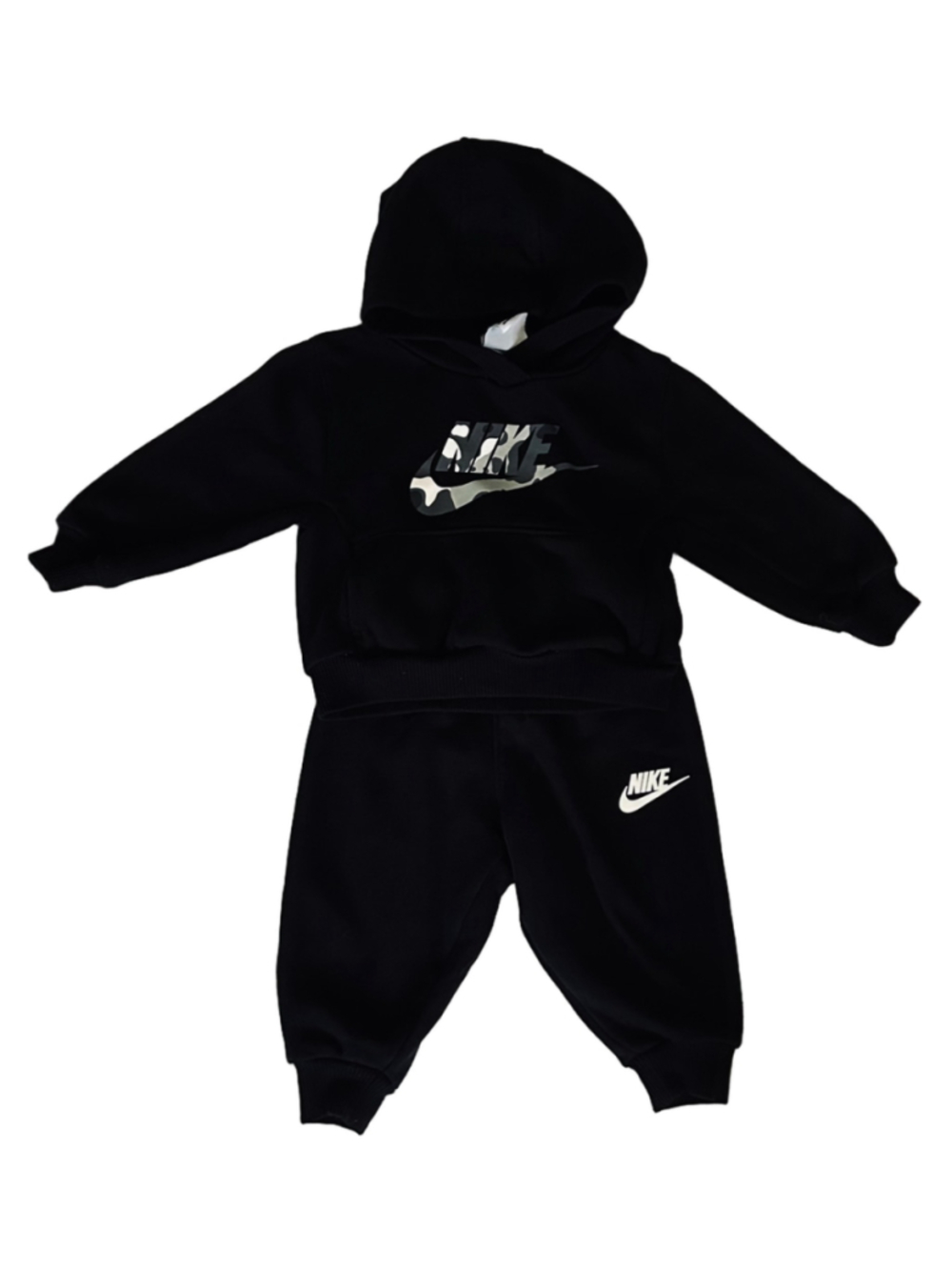 Baby Nike Black and Grey Camo Logo Hoodie and Jogger Set 12 Months